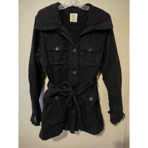 L.O.G.G | Black Button Up Jacket With Tie Size Euro 42 US Size 6